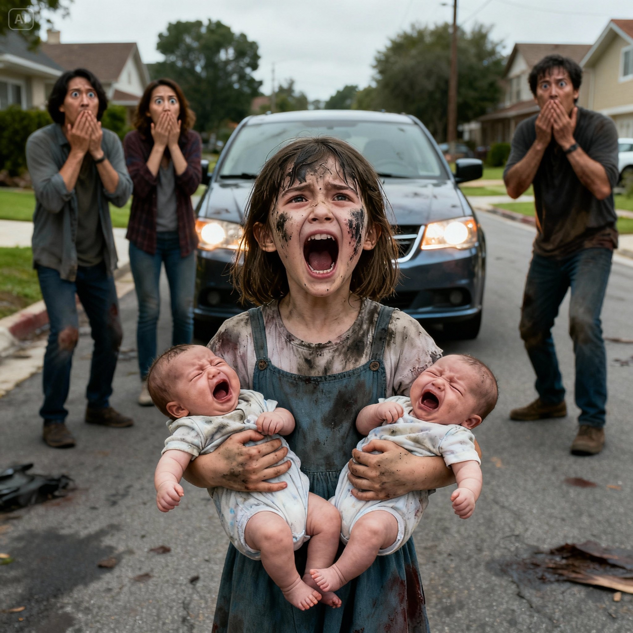 An 8-year-old girl was dragged out onto the street by her aunt and uncle, clutching her feverish twin brothers after being slapped and accused of “stealing milk.”