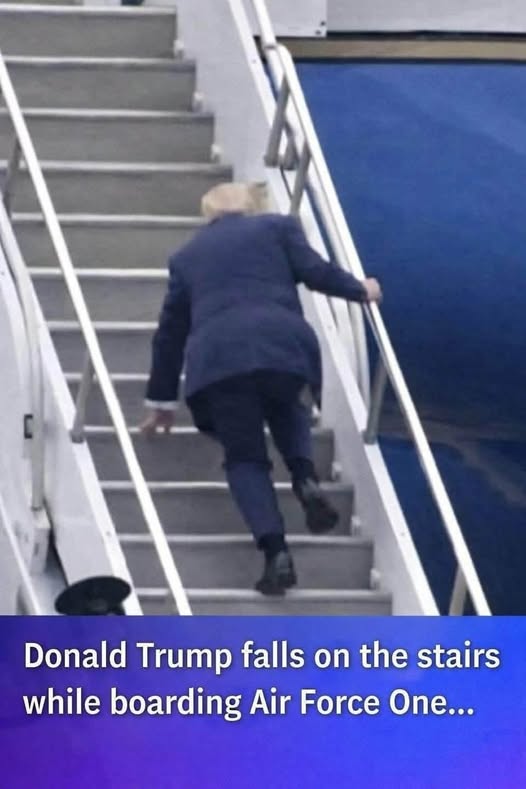 Donald Trump falls on the stairs while boarding Air Force One… See more